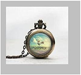 Wanderlust Pendant Pocket Watch,Hot Air Balloon Necklace Pocket Watch Charm, Hot Air Balloon Pendant Pocket Watch Glass Tile Jewelry,Glass Gypsy Watch,hot Air Balloon Potphoto