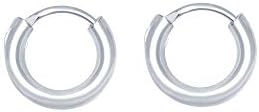 Unique Links 925 Sterling Silver High Polished Lightweight Circle Endless Hoop Earrings Small 8mm Diameter