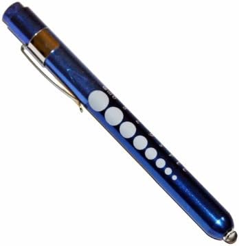 Professional Medical Diagnostic Penlight with Pupil Gauge Different Colors with 2 AAA Batteries By Vilmark (Blue)
