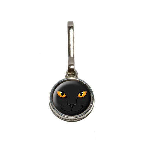 Graphics and More Black Cat Face - Pet Kitty Halloween Antiqued Charm Clothes Purse Luggage Backpack Zipper Pull