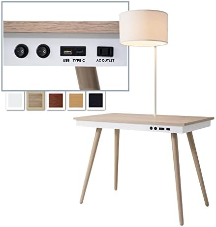 FENLO Future Desk – Moderner Schreibtisch Mit USB, USB-C, Wireless Charger & Integrierter LED, Aus Naturholz
