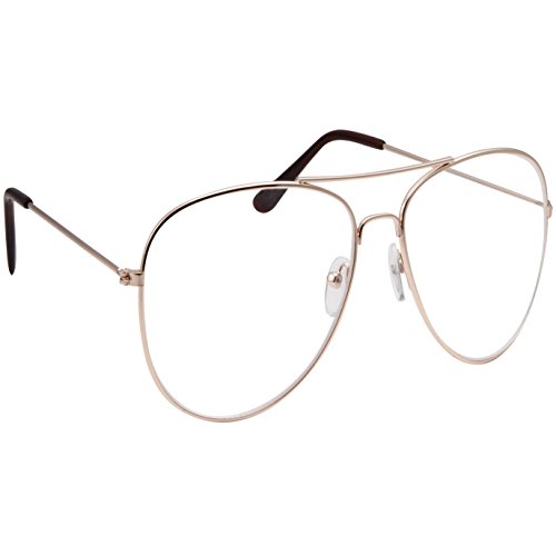 Classic Men's Or Women's Fashion Gold Aviator Glasses (3 Sizes) - LARGE