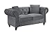 Divano Roma Furniture Classic Modern Scroll Arm Velvet Chesterfield Love Seat Sofa (Grey)