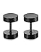 Stainless Steel Mens Womens Stud Earrings Set Ear Piercing Plugs Tunnel Punk Style (1pair Black)