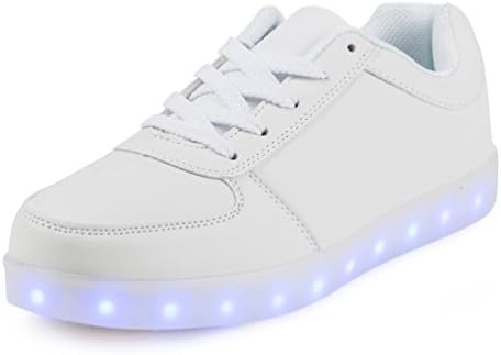 Kingdom Mall USB Charging 7 colors LED shoe for Kids Men &amp; Women Shoes Flashing Sneakers (US3 kids, White)