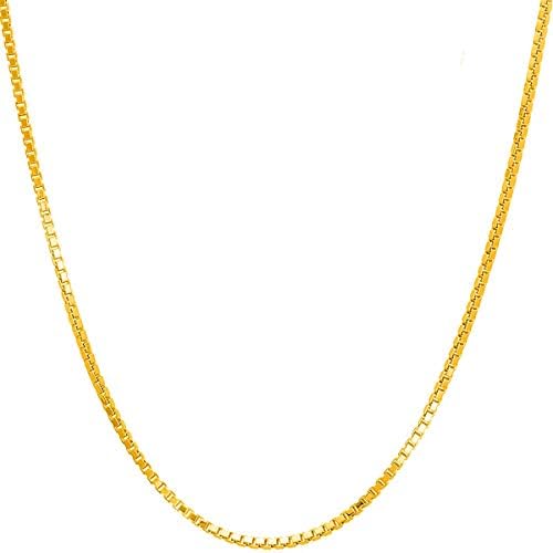 14K Solid Yellow or White or Rose/Pink Gold 0.5MM,0.7MM,0.9MM,1.1MM,1.2MM Italian Diamond Cut Box Chain Necklace