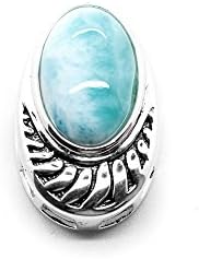 AZIEL 925 Sterling Silver Classic Oval Larimar Gemstones Pendant