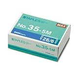 Max 35-5M Standard Staples for Flat Clinch Staplers HD-50 HD-50R HD-50F HD-50DF, 5000/Box