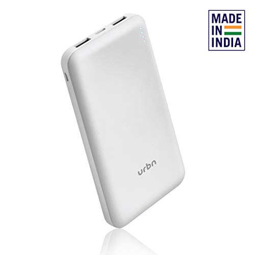 URBN 10000 mAh Li-Polymer Slim Type-C Power Bank with 12W Fast Charge, Type C & Micro Input (White)
