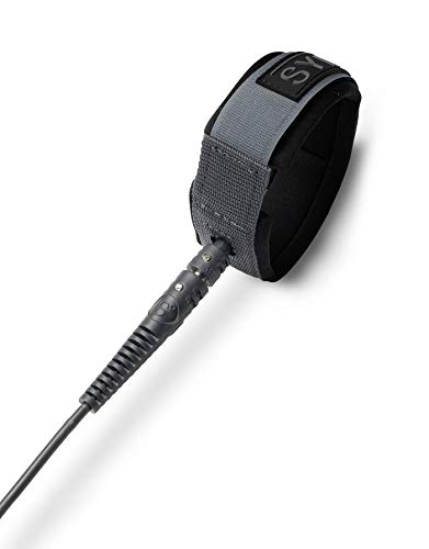 SYMPL Premium Surf Leash [ 5ft - 9ft ] Surfboard Leash for Shortboard, Longboard, SUP Paddle Board - Matte Leash (Gray, 9' ft. - Longboard)