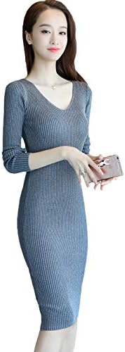 イン二ファー Innifer レディース ニット スリム タイト ロング ワンピース ニットワンピース 4色 Uネック 長袖 ミニ丈 インナーワンピ 春秋 着やせ 魅力