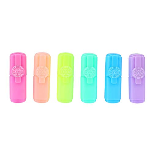 Barthylomo 6Pcs Little Lovely Jelly Head Marker Pens Chisel Tip Colorful Fluorescent Highlighter Marker Pens for Marking, Graphic Drawing, Office Tools, Learning Tools - Thumbnail 5
