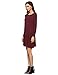 Kissky Women's Basic Long Sleeve Pockets Casual Swing Plain Tshirt Dress (M, Burgundy)