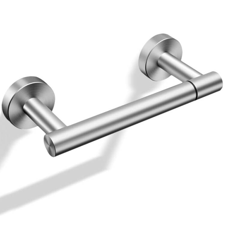 TOPAHGOD Toilet Roll Holder Wall Mounted, 304 Stainless Steel Toilet Paper Holder with Drawing Finish, Double Post, Waterproof & Screw Mounted, for Bathroom, Washroom, Kitchen, Silver