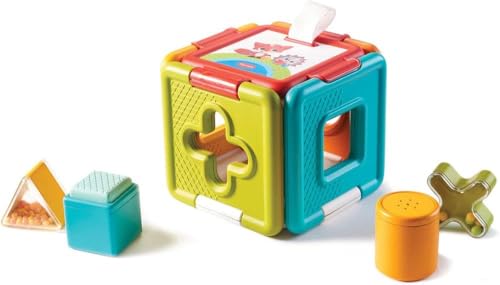 Tiny Love 2-in-1 Steckwürfel & Spielwürfel, interaktives Babyspielzeug zum Spielen und lustigen Puzzeln, nutzbar ab ca. 6 Monate, Meadow Days