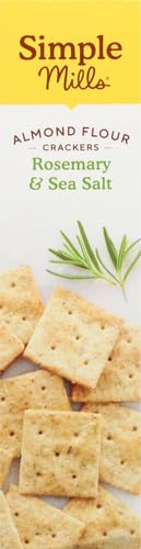 SIMPLE MILLS ALMOND FLOUR CRACKERS, ROSEMARY & SEA SALT – GLUTEN FREE, VEGAN, HEALTHY SNACKS, 4.25 OUNCE (PACK OF 1)