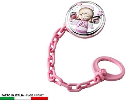 Bata plateada con pinza para chupete, color rosa, idea regalo en caja: Amazon.es: Bebé