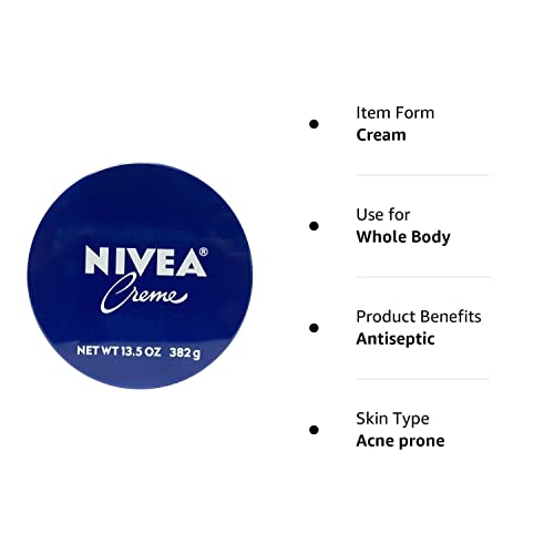 Nivea Creme Tin 400ml Pack of 1, Whole Body Moisturizer for Acne
