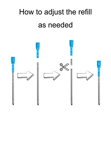 Pen Refills Replacement Ballpoint 3.2'' inch (can be cut into 2.75”) for Pens with Big Diamond Crystal on Top Diamond Crystal Stylus Pens Metal Refill in Storage Case Blue Ink Pack of 40 - Thumbnail 4