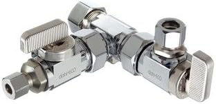 5/8inch Od Comp X 3/8inch Od Comp X 1/4inch Od Comp 1 Angle 1 Straight Dual Outlet Valve, Lead Free (Chrome Plated)
