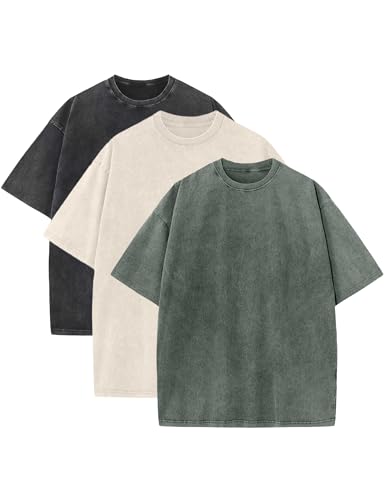 VIOPY 3 Camisetas Vintage de Verano para Hombre Playera Básica Oversize de Manga Corta Cómoda Unisex