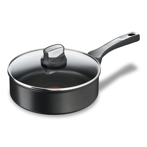 Tefal Schmorpfanne 24 cm Unlimited On, Bratpfanne Induktion mit kratzfester Titanium Antihaft-Beschichtung,Thermo-Signal bei idealer Brattemperatur, für alle Herdarten geeignet, G25932