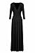 POSESHE Women's Solid V-Neck 3/4 Sleeve Plus Size Evening Party Maxi Dress Black XXL