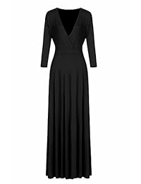 Poseshe - Vestido de noche para mujer, cuello en V, manga 3 4, talla grande