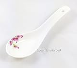Chinese Porcelain Soup Spoons with Pink Floral Design - Set of 4