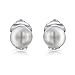 White Freshwater Cultured Pearl Clip On Ball Stud Earrings For Women .925 Sterling Silver Non Pierced Ear