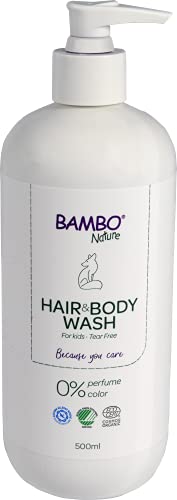 Bambo Nature Kids Shampoo & Body Wash, Eco-Labelled Baby Bath Wash For Sensitive Skin, Tear-Free Baby Shampoo, Organic & Vegan Baby Wash For Clean & Happy Baby, Sustainable Baby Hair & Body Wash 500ml