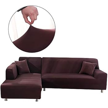 Cepheus L Shape Couch Covers, Anti-Slip Stain Resistant Sectional Slipcovers, Stretch Elastic Fabric L-Shaped Sofa Slipcover with 1pcs Free Pillow Covers (L-Shape Sofa Left 3+4 Seats, Coffee)