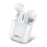 Wireless Headphones, AMASKY Bluetooth Earbuds True Wireless Earphones Stereo Sports Headsets with Charging Case Noise Cancelling Sweatproof Earpiece for iPhone Samsung Smartphone (White)
