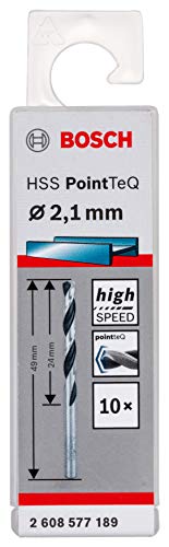 Bosch Professional 10-piece PointTeQ HSS Twist Drill Bit (for Metal, 2.1 x 24 x 49 mm, Drill Driver Accessories)