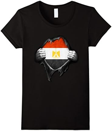 Women's Egypt Flag T Shirt. Proud Egyptian XL Black