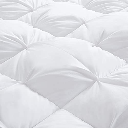 Hombys 120x98 Oversized King Feather and Down Comforter, White Pinch