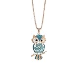 Deals Owl Pendant Necklace Women Vintage Glass Cabochon Necklace Jewelry by ZYooh (Blue)