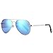 Pro Acme Small Polarized Aviator Sunglasses for Adult Small Face and Junior,52mm (Silver Frame/Blue Mirrored Lens)