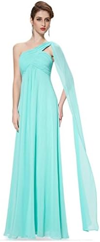 Firefeel Womens One Shoulder Long Chiffon Bridesmaid Evening Light Green Dress 12