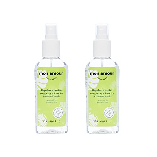 Mon Amour Set Repelente Contra Mosquitos e Insectos con Activos Naturales de de Larga Duración Para Pieles Delicadas de Bebés, Niños y Toda La Familia Desde Recién Nacidos Hipoalergénico 125 ML