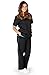 Natural Uniforms Women's Contrast Trim Scrub Set (Black//Water Blue) (Medium)