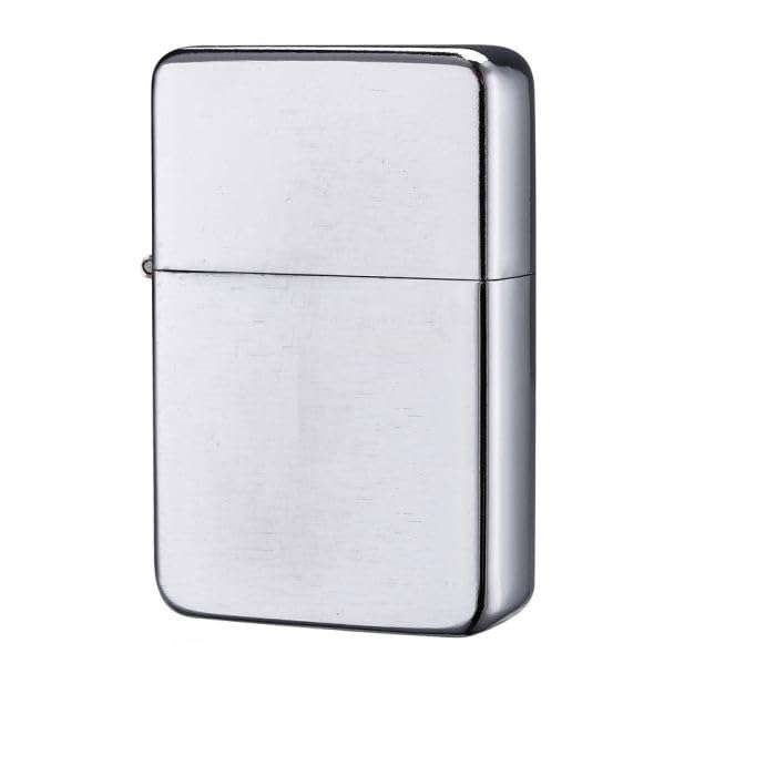 blntackle76 Windproof Lighter Pocket Lighter Petrol Lighter Metal Lighter – Men's Gift – Outdoor – Camping – Gift Idea Unfilled (Brushed Silver Chrome)