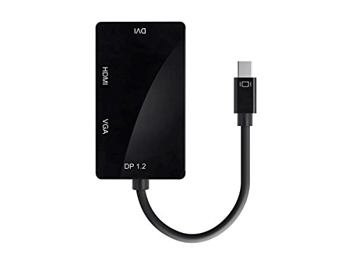 Monoprice Mini DisplayPort 1.2a / Thunderbolt to 4K HDMI, DVI, and VGA Passive Adapter, Black (112799)