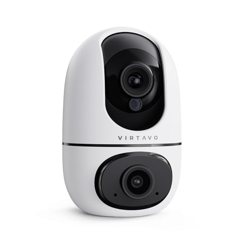 VIRTAVO XD1 Indoor WiFi Surveillance Camera 1080P Dual Lens, 2 Views in 1 Screen, Night Vision, Smart Tracking, Two-Way Audio, PTZ 360° for Baby/Pets/Home Security