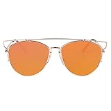 VIVIENFANG Technologic Crossbar Flat Lens Aviator Sunglasses Mirrored Cateye Shades 86472