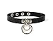calary PU Leather Goth O ring and Love Heart Collar Chain for Women Girl (3 Set Black 3)