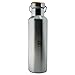 George Sportz Stainless Steel Insulated Sports Water Bottle (Complimentary Eco-Friendly Silicone Seal) BPA Free-Double Walled Vacuum Flask-Wide Mouth-Sleek Brushed Steel With a Bamboo Cap-20oz (600ml)