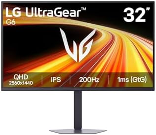 Moniteur Gaming Ultragear™ 32G620B-B.AEU | Série G6 (2026) | 32 Pouces | Moniteur IPS 16:9 | 200Hz | 1ms (GtG) | QHD 2560x1440 | sRGB 99% | AMD FreeSync Premium™ et NVIDIA G-Sync™