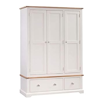 Furniche House Large Triple Wooden Wardrobe Solid Tall Spacious