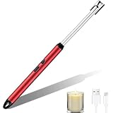 Electric USB Rechargeable Lighter With Safety Switch - Long Windproof Flameless Electronic for Candle, Grill, Gas Stove, Kitchen, Camping (Multicolor)